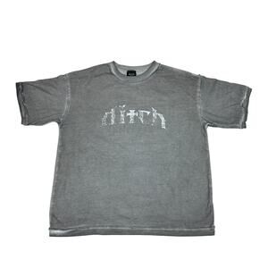 Ditch Logo Tee in Monochrome Grey T Shirt Men's M Grunge Punk Streetwear